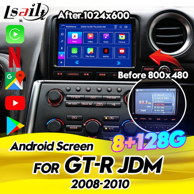 カーマルチメディアスクリーン ニッサン GT-R R35 2008-2010 JDM モデル 搭載 ワイヤレスカープレイ Android オート 8+128GB