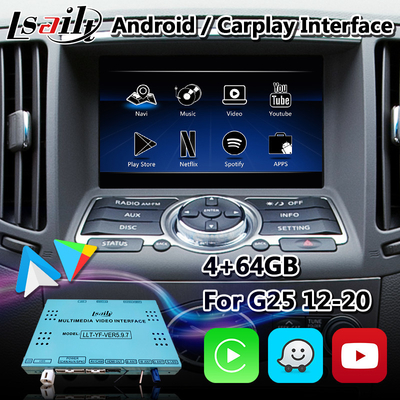 Android Carplay ナビゲーション インターフェイス ボックス Infiniti G25 G37 G35 用 NetFlix Android Auto