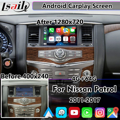 Lsailt 8 インチ Android Carplay スクリーン 日産パトロール Y62 パスファインダー 2011-2017 ワイヤレス Android オート付き