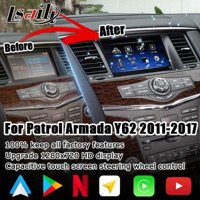 Nissan Patrol Y62 2010-2016 タッチスクリーンアップグレード、アンドロイドオートカープレイ YouTube ビデオインターフェース付き