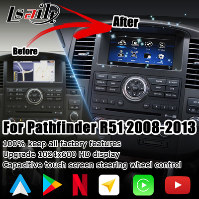 Nissan Pathfinder IT08 R51 HD スクリーン アップグレード ワイヤレス カープレイ アンドロイド オート ナビゲーション ボックス