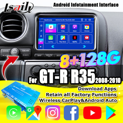 ワイヤレスカープレイインターフェイス/Android インフォテインメント モジュール GT-R GTR R35 2008-2010 JDM モデル NetFlix, YouTbe を含む