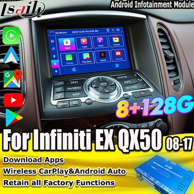 インフィニティ EX QX50 2008-2017用のLsailt 8G Androidインフォテインメントモジュール 無線カープレイ,YouTube,NetFlixが含まれています