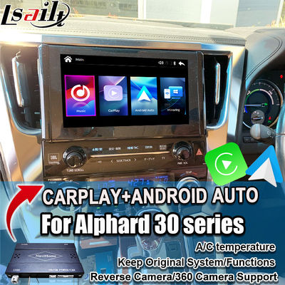 ワイヤレス Apple CarPlay/Android オートアップグレード モジュール Alphard 30シリーズ Vellfire トヨタ サポート FMラジオ,A/C,ミラーリング,カメラ