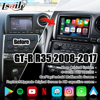 4+64GB無線CarPlayの改善の表示のGT-R GTR R35のためのLsailt車のマルチメディア スクリーン