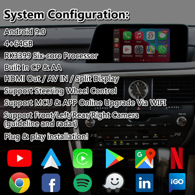 Lsailt Android マルチメディアインターフェース Lexus RX200T RX350 RX300 RX マウス制御 2016-2019