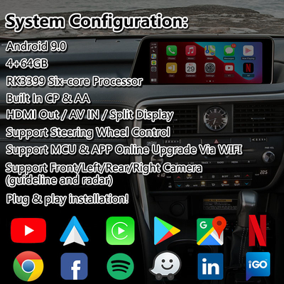 Lsailt Androidビデオインターフェイス Lexus RX350 RX450h RX200t RX350L RX450L RX AL20 2016-2019