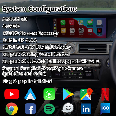 LSAILT Androidカーマルチメディアインターフェイス Lexus GS300h GS200t GS350 GS450h GSF GS L10 2016-2020