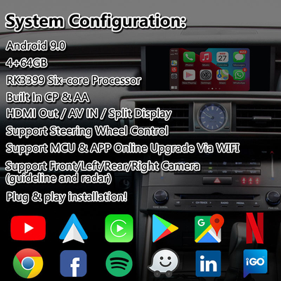 Lsailt Android マルチメディアインターフェイス Lexus IS 300h 250 350 200t 300 AWD F Sport XE30 2013-2016