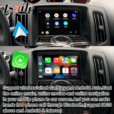LSAILTカープレイインターフェイスボックス ニッサン370Z 2010-2020 Android オートサポート 音声コマンド,ステアリング制御