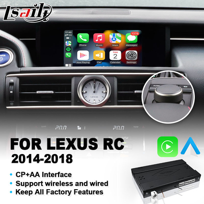 CP AA Lexus RCF RC300 RC200t RC300h RC350 RCノブ制御のためのワイヤレスカープレイインターフェース 2014-2018