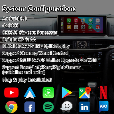 LSAILT Android Carplay マルチメディアビデオインターフェース 2016-2021年 Lexus LX 570 LX570