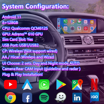 Lsailt 8+128GB アンドロイドマルチメディアカープレイインターフェイスボックス レクサス LS LS600h LS460 2012-2017
