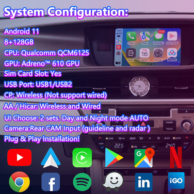 8+128GB LSAILT Androidナビゲーションビデオインターフェース Lexus ES 350 300h 250 200 XV60 マウス制御 2012-2018