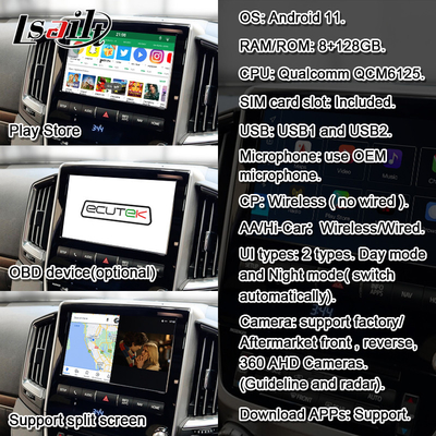 8+128GB クアルコム アンドロイド マルチメディア ビデオ インターフェース ランドクルーザー 2013-2021 LC200,VX_R,GX_R ワイヤレスカープレイ