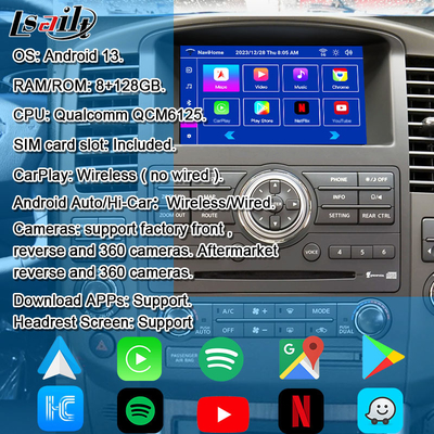 Lsailt Android 13 スマートインフォテインメントインターフェース ニッサン・ナバラ D40, パスファインダー R51 ワイヤレスカープレイ, NetFlix