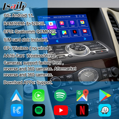 インフィニティ EX QX50 2008-2017用のLsailt 8G Androidインフォテインメントモジュール 無線カープレイ,YouTube,NetFlixが含まれています