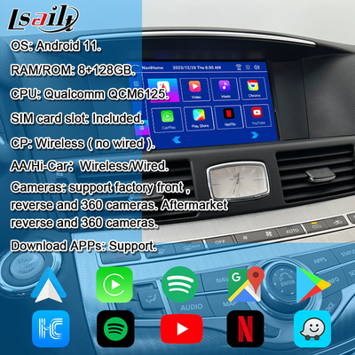 インフィニティQ70 M45 M25 2010-ワイヤレスカープレイボックス,Android Auto,NetFlix用の8GクアルコムAndroidマルチメディアインターフェース