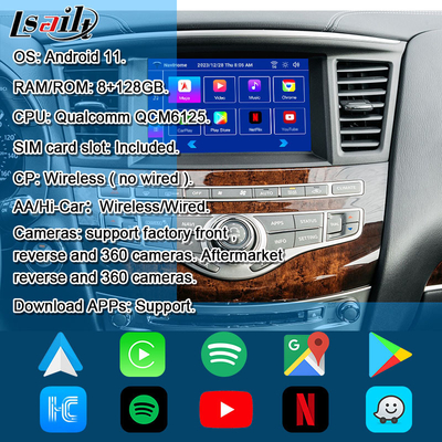LSAILT 8G アンドロイドマルチメディアインターフェース インフィニティ QX60 JX35 2011-2020 統合ワイヤレスカープレイ,Android Auto