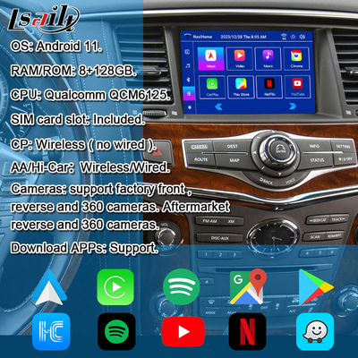 インフィニティ QX80 QX56 ニッサン・パトロール 20100-2021 向け 8G アンドロイド インフォテインメント モジュール ワイヤレスカープレイ インターフェース, YouTube