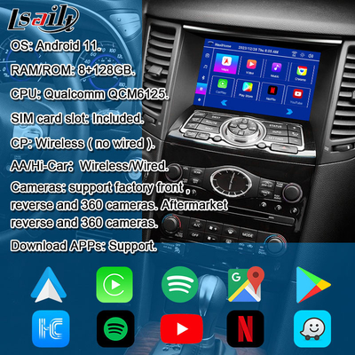 Lsailt 8G アンドロイド マルチメディアインターフェース インフィニティ QX70 FX35 FX37 2008-2017 統合無線カープレイ, Android オート