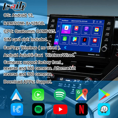 Lsailt 8G ワイヤレスカープレイ Android インフォテインメント モジュール トヨタ・キャミー TOUCH3 2018-2021 シエナ サポート YouTube,NetFlix,360カメラ