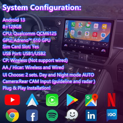 LSAILT Android Carplay マルチメディアビデオインターフェース 2024-現在 Lexus GX GX550