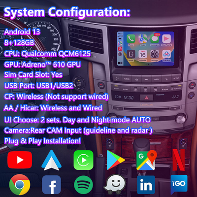 2012-2015 レクサス LX 570 LX570 用 Lsailt Android マルチメディアビデオインターフェース