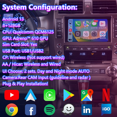 LSAILT Android マルチメディアビデオインターフェース 2013-2021 Lexus GX 460 GX460