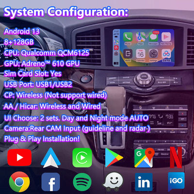 2011-2017年日産クエストE52用Lsailt 8インチHD Androidマルチメディアスクリーン