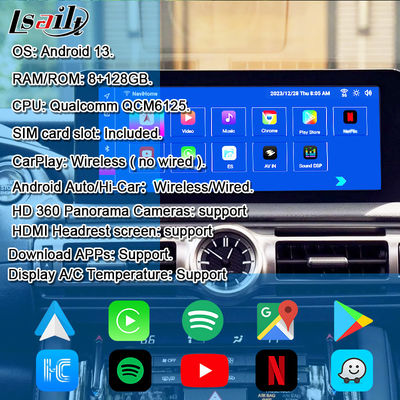 レクサス Android スクリーン 10.25 インチ Qualcomm 8 コア GPS ナビゲーション CarPlay ディスプレイ Lexus IS300 IS250 IS350 2020-2023 用