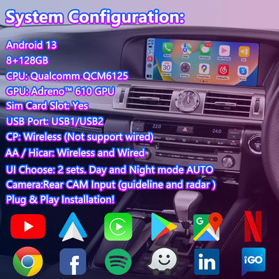Lsailt 8+128GB アンドロイド マルチメディア ビデオ インターフェイス 2012-2017 レクサス LS460 LS 600h 460L