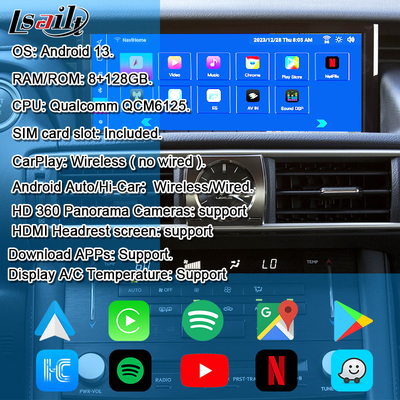 レクサス Android スクリーン Android 13 マルチメディアディスプレイ 8コア Qulcomm for LEXUS IS200T IS300H IS350 ジョイスティックコントロール、YouTube、Google Play、CarPlay対応