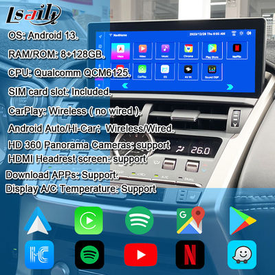 レクサス Android スクリーン 8 コア Qulcomm マルチメディアディスプレイ LEXUS NX200T NX300H 2014-2021 用 ジョイスティック ロータリーノブコントロール、YouTube、Google Play、CarPlay 対応