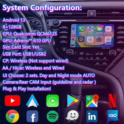 トヨタカムリ用Android CarPlayカーナビゲーションボックスマルチメディアビデオインターフェース
