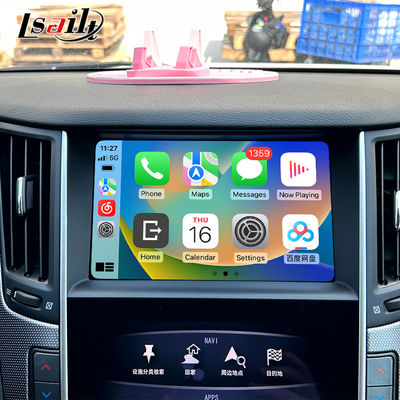 Q50 Q60 OEM Apple CarPlay アップグレードモジュール統合、モバイルフォンミラーリング、AC温度表示、Google Map、Spotify