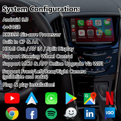 2014-2019年キャデラックATS CUEシステム用Lsailt Androidナビゲーションビデオインターフェース（Carplay対応）
