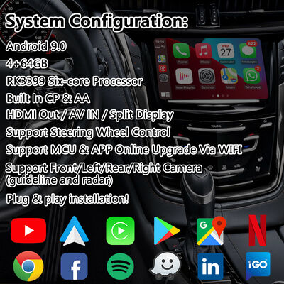 2013-2019年式キャデラックCTS CUEシステム用Lsailt Android GPSナビゲーションビデオインターフェース（Carplay対応）