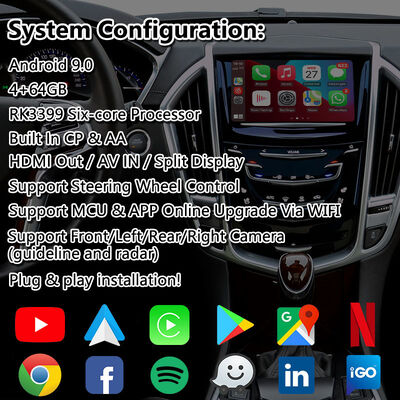 2012-2016年キャデラックSRX CUEシステム用Lsailt Androidマルチメディアビデオインターフェース（Carplay対応）