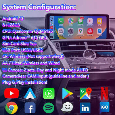 Lsailt Android CarPlayインターフェース 2017-2021 レクサス NX 300 NX300h NX200T NX300用