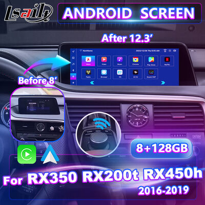 Lsailt Android Carplay マルチメディアインターフェイススクリーン 2016-2019 レクサス RX Knob RX350 RX450h RX200t RX300