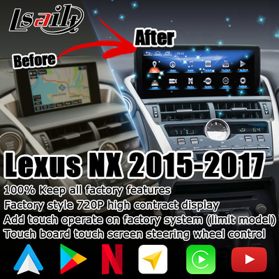 レクサス NX200t 10.25 タッチスクリーンアップグレード ヘクサプロセッサ Android オートワイヤレスカープレイ