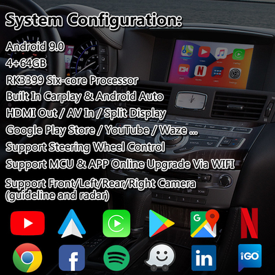 Infiniti M37S M37 M35 M45 用 Lsailt Carplay Android マルチメディア インターフェイス NetFlix Yandex 付き